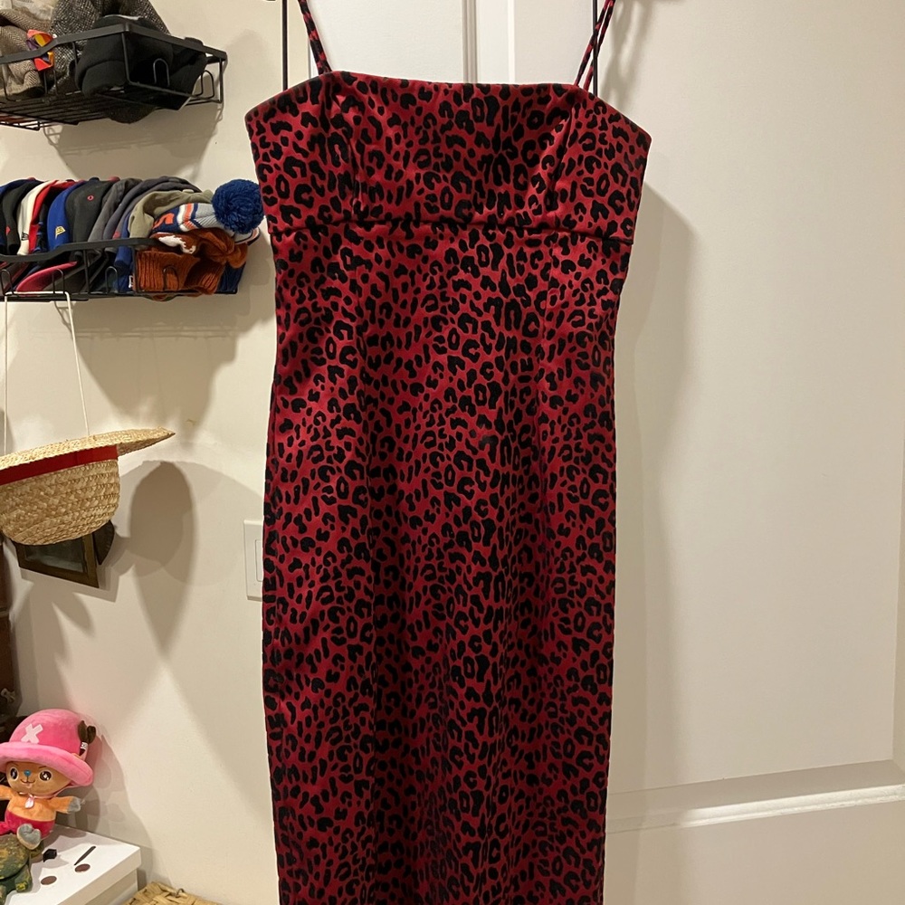 GUESS Brand Vintage Y2K Red Leopard Print Dress